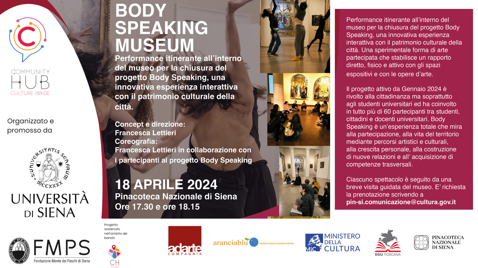 BODY SPEAKING MUSEUM evento/performance alla Pinacoteca Nazionale di Siena